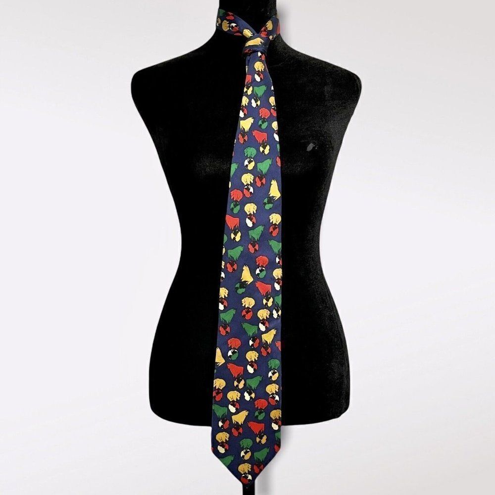 Deutsche Borse Men's Designer Tie Germany Multicolored Animal Globe Silk Casual